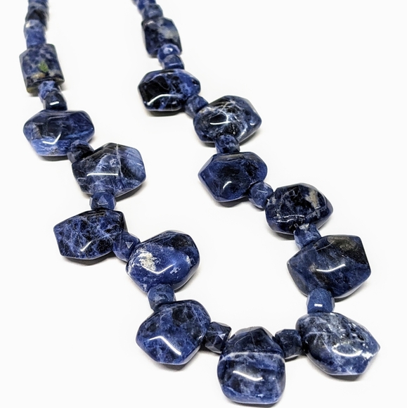 Large Sodalite Blue Gemstone Beaded Necklace - Picture 8 of 12